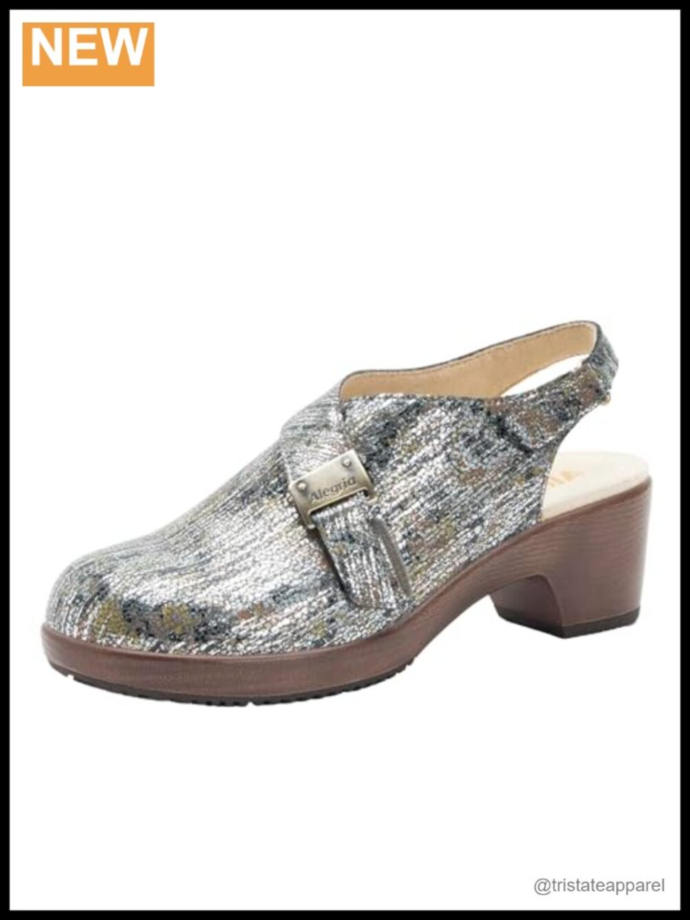 Alegria Maribel Leather Slingback Heel Hook & Loop Comfort